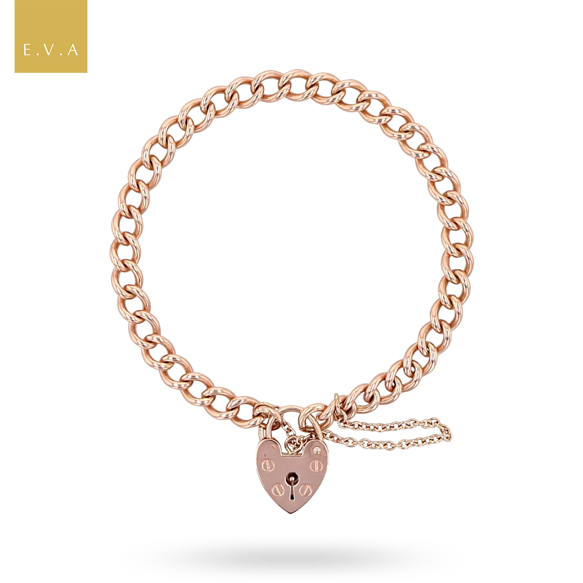 9ct Rose Gold Curb Charm Bracelet