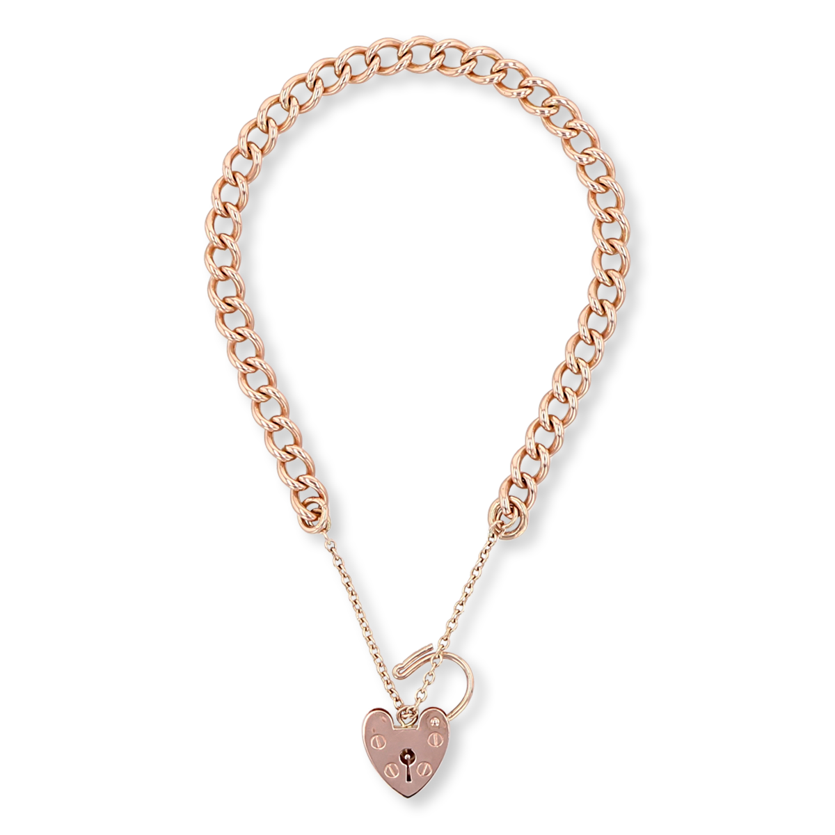 9ct Rose Gold Curb Charm Bracelet