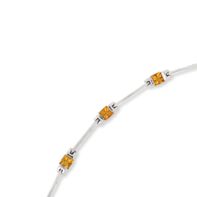 9ct White Gold Princess Cut Citrine Log Bracelet