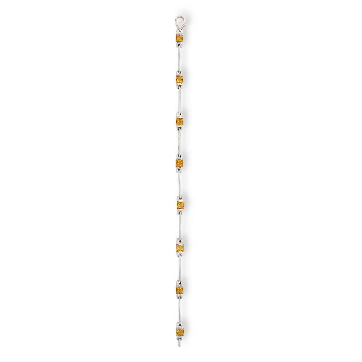9ct White Gold Princess Cut Citrine Log Bracelet