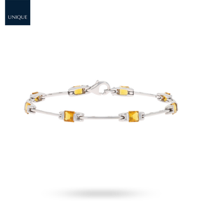9ct White Gold Princess Cut Citrine Log Bracelet