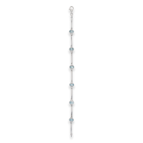 9ct White Gold Blue Topaz Set Bar Link Bracelet