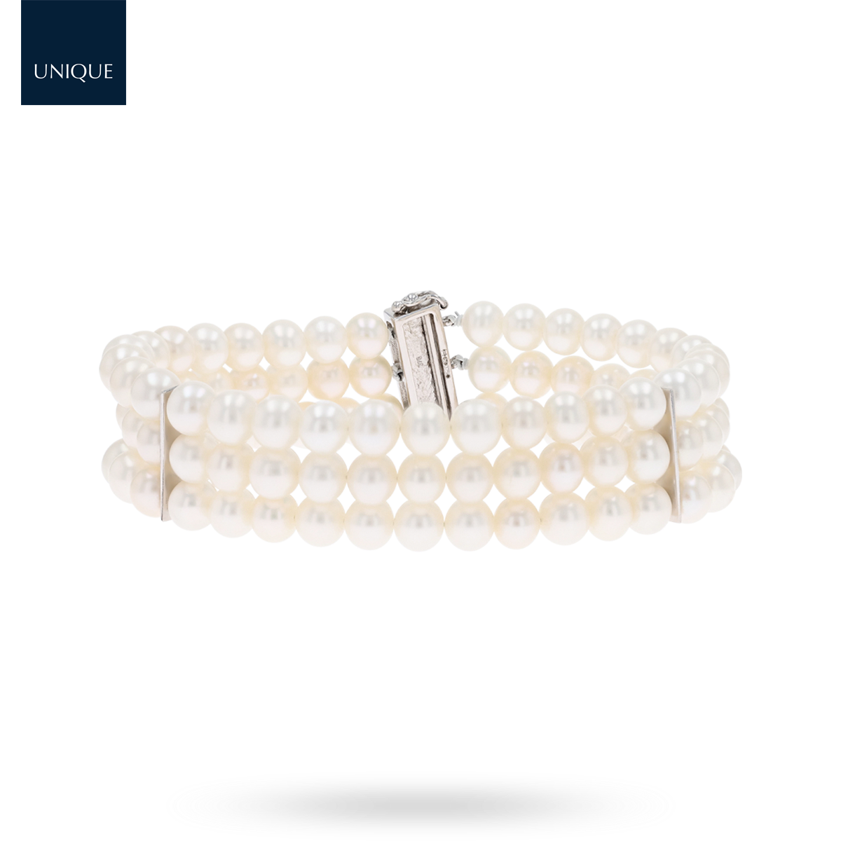 9ct White Gold Cultured Freshwater Pearl Triple Strand Bracelet