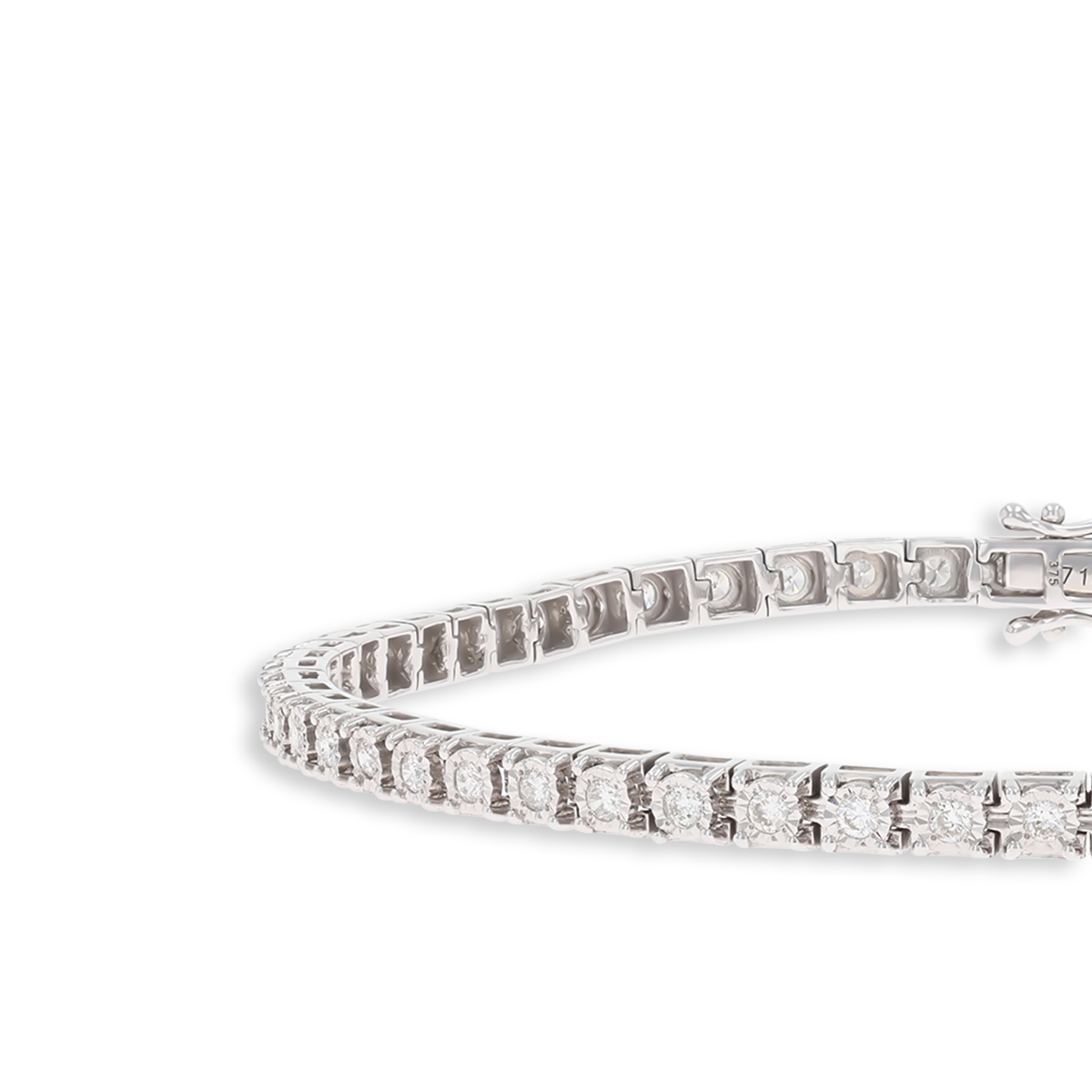 9ct White Gold 1.00ct Diamond Tennis Illusion Set Bracelet