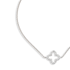 9ct White Gold Diamond Set Clover Bracelet