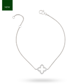 9ct White Gold Diamond Set Clover Bracelet