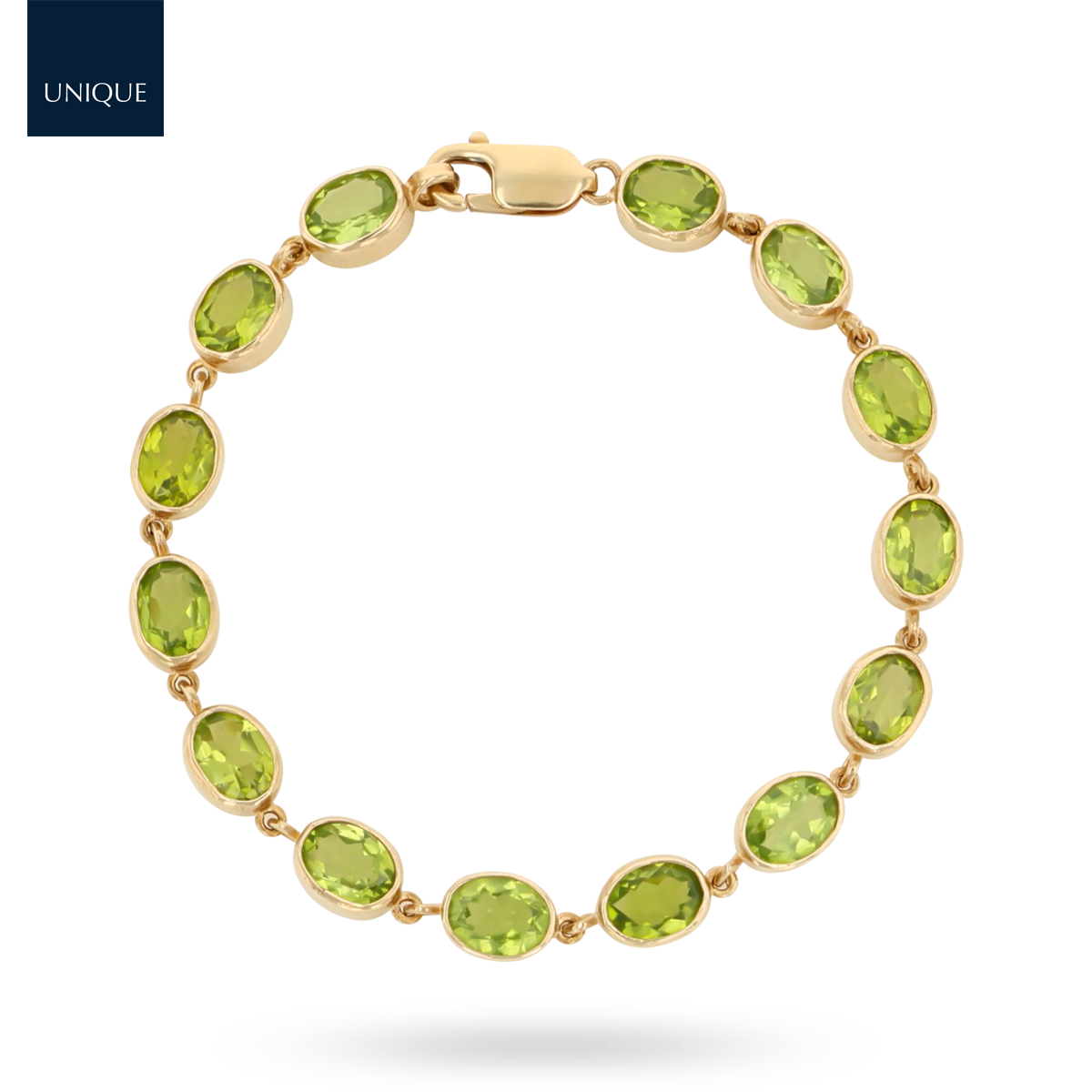 9ct Yellow Gold Peridot Bezel Set Bracelet