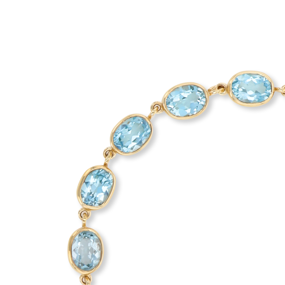 9ct Yellow Gold Blue Topaz Bezel Set Bracelet
