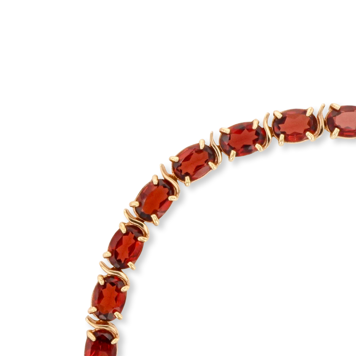 9ct Yellow Gold Oval Shaped Garnet Tennis Bracelet