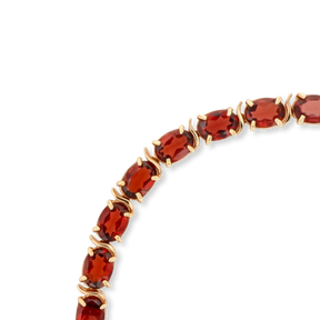 9ct Yellow Gold Oval Shaped Garnet Tennis Bracelet