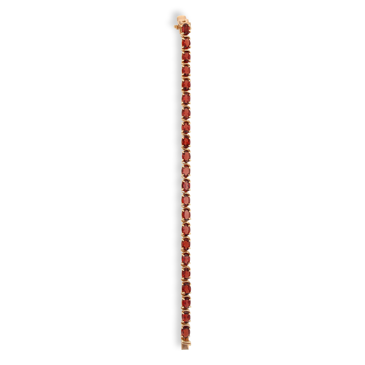 9ct Yellow Gold Oval Shaped Garnet Tennis Bracelet