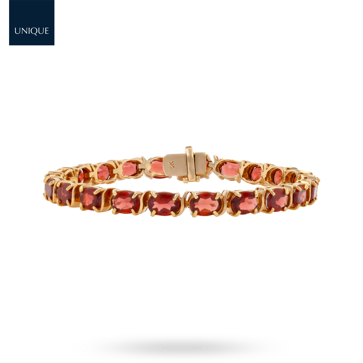 9ct Yellow Gold Oval Shaped Garnet Tennis Bracelet