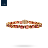 9ct Yellow Gold Oval Shaped Garnet Tennis Bracelet