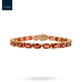 9ct Yellow Gold Oval Shaped Garnet Tennis Bracelet