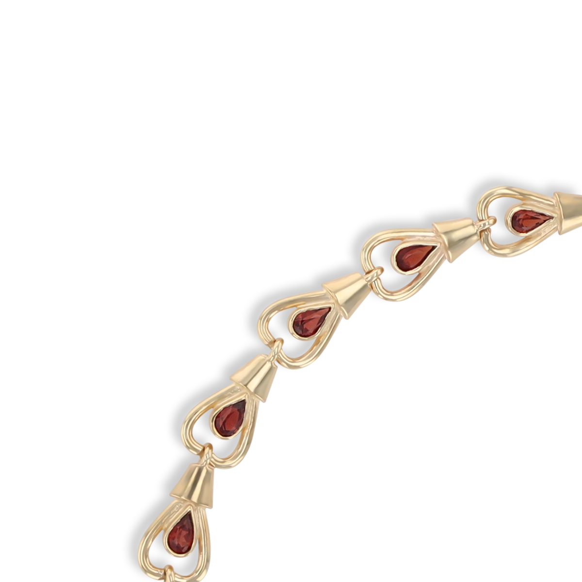 9ct Yellow Gold Teardrop Garnet Set Bracelet