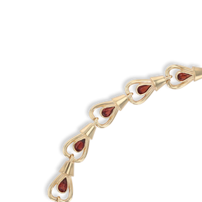 9ct Yellow Gold Teardrop Garnet Set Bracelet