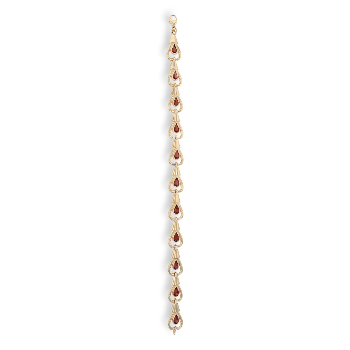 9ct Yellow Gold Teardrop Garnet Set Bracelet
