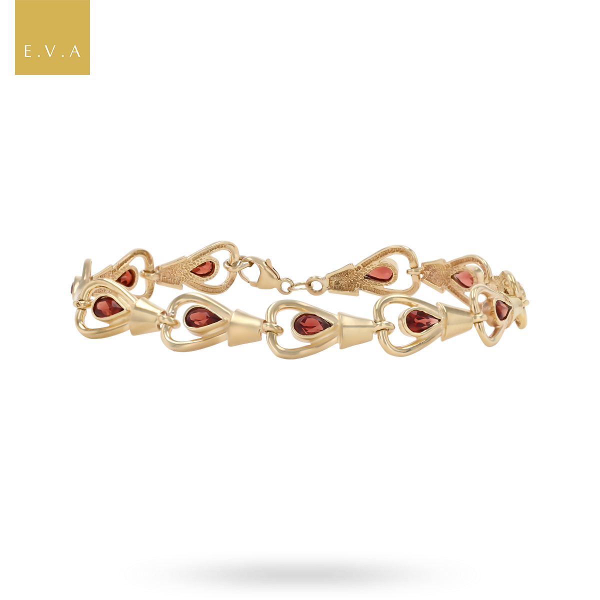 9ct Yellow Gold Teardrop Garnet Set Bracelet