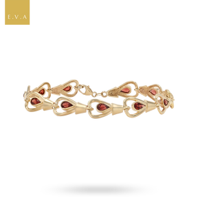 9ct Yellow Gold Teardrop Garnet Set Bracelet