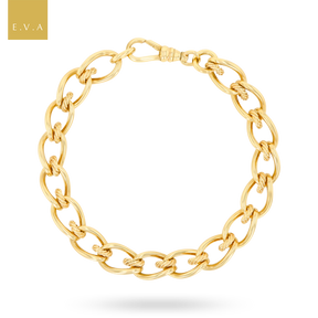 9ct Yellow Gold Elongated Curb & Cable Fancy Link Bracelet