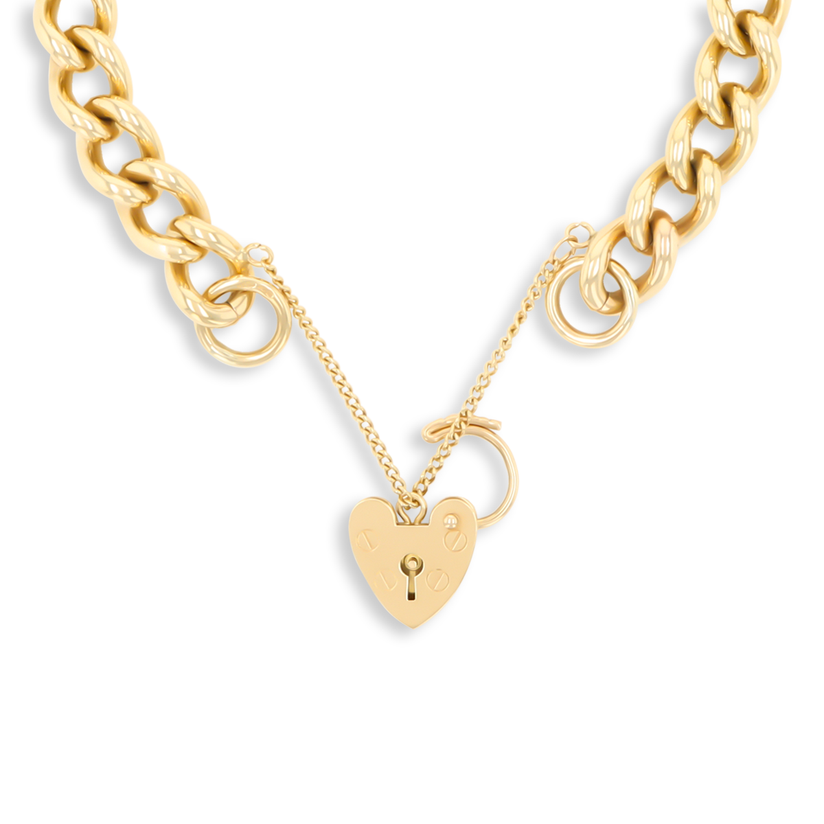 9ct Yellow Gold Heavy Curb Link Charm Bracelet