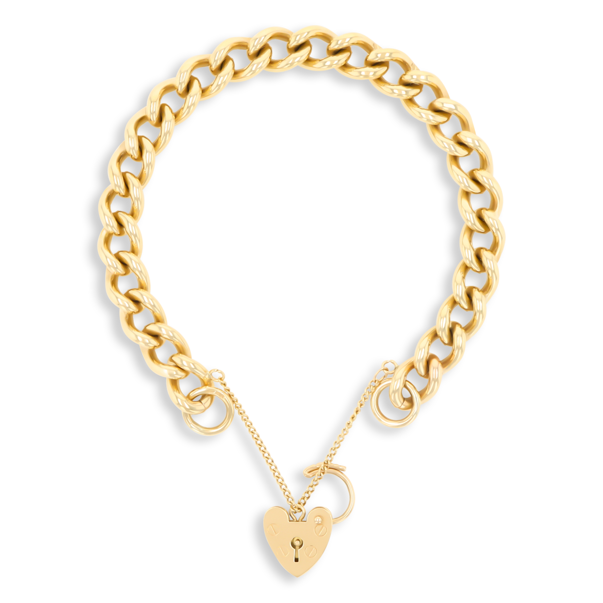 9ct Yellow Gold Heavy Curb Link Charm Bracelet
