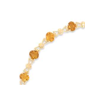 9ct Yellow Gold Ornate Citrine Bow Link Bracelet