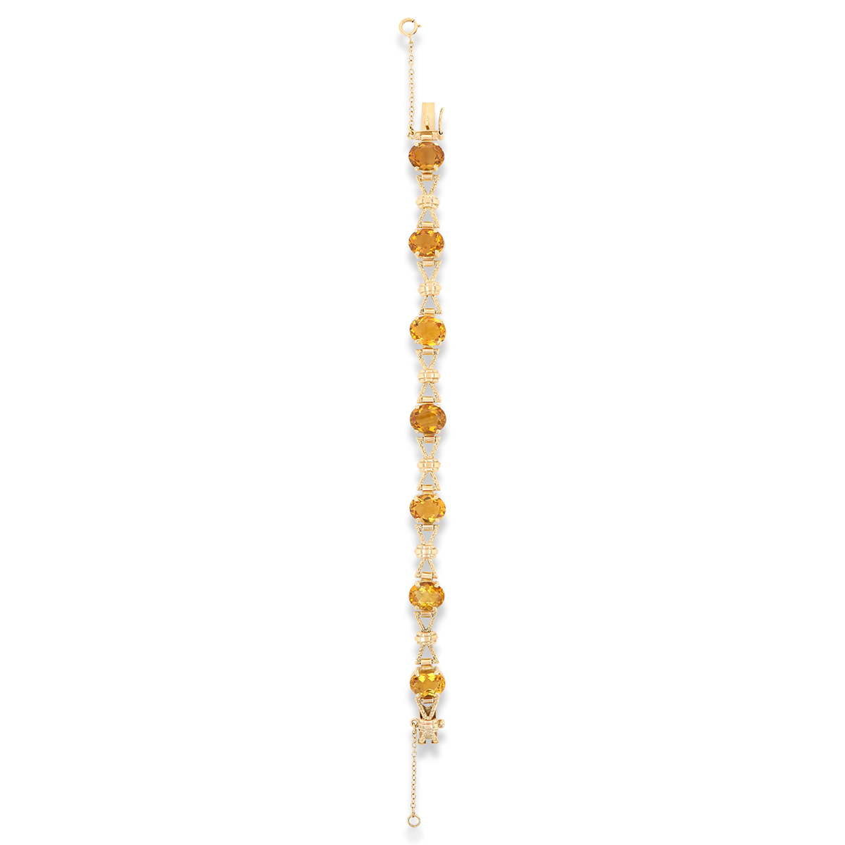 9ct Yellow Gold Ornate Citrine Bow Link Bracelet