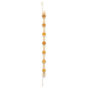 9ct Yellow Gold Ornate Citrine Bow Link Bracelet