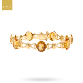 9ct Yellow Gold Ornate Citrine Bow Link Bracelet