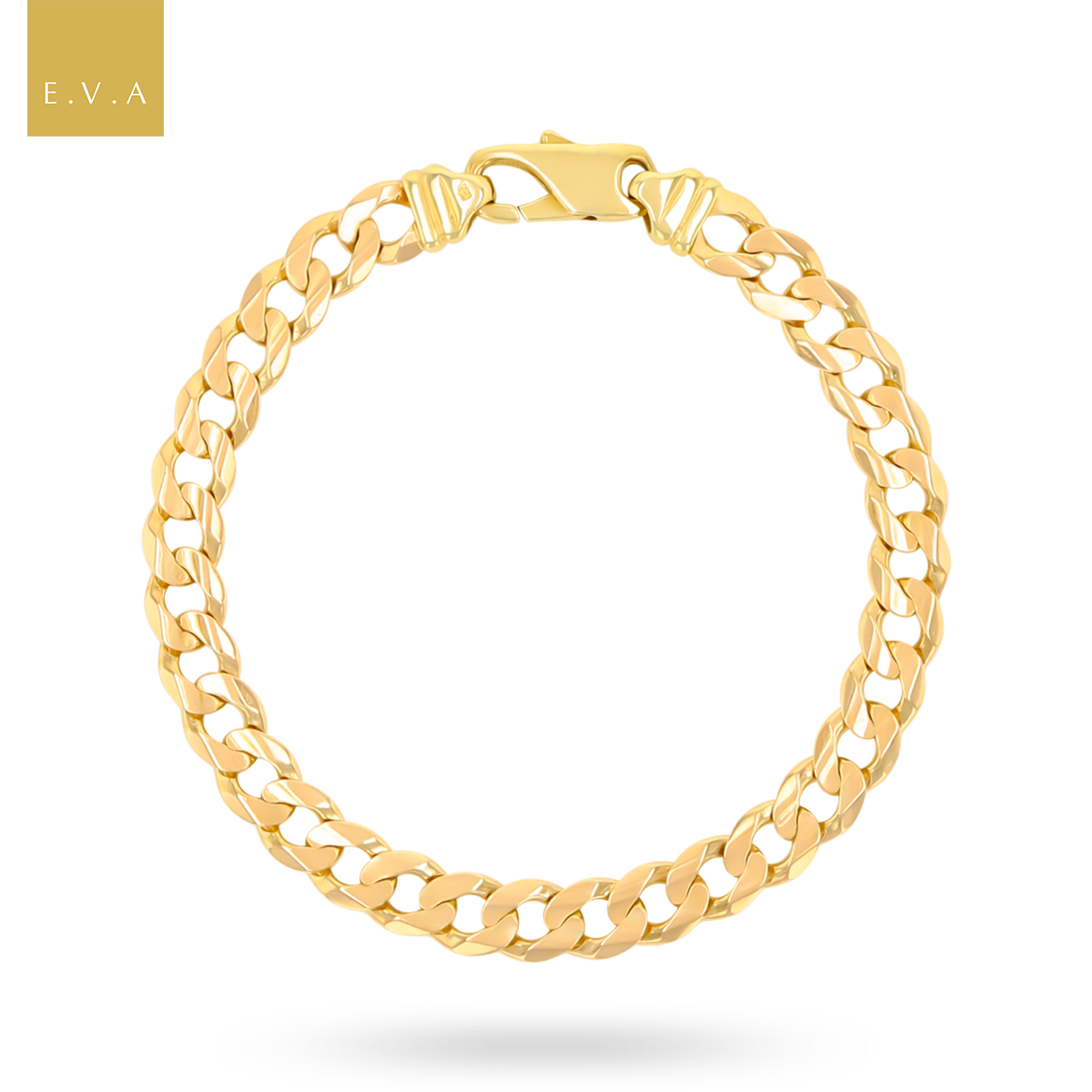 9ct Yellow Gold 8" Bevelled Curb Bracelet