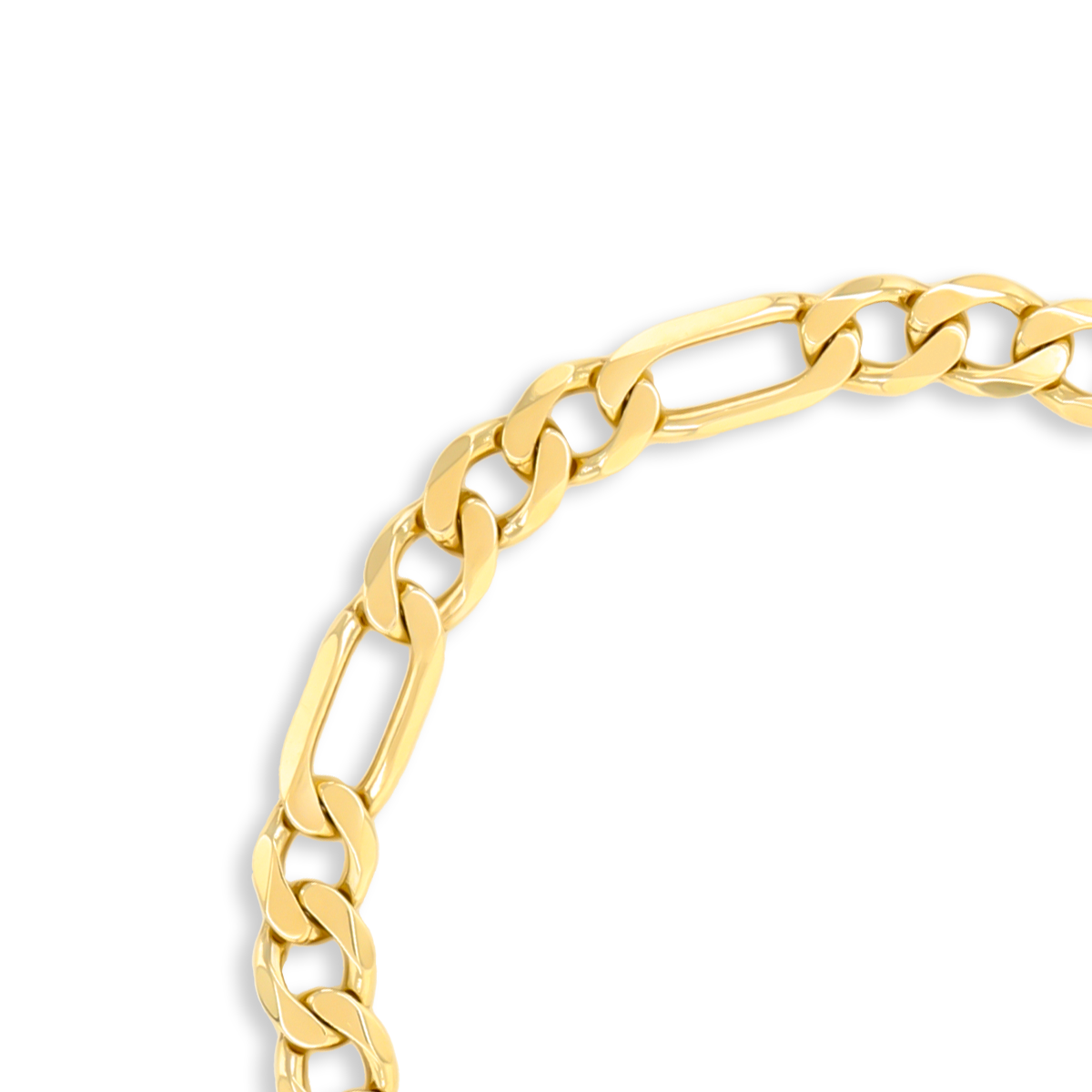 9ct Yellow Gold 8” Bevelled Figaro Bracelet