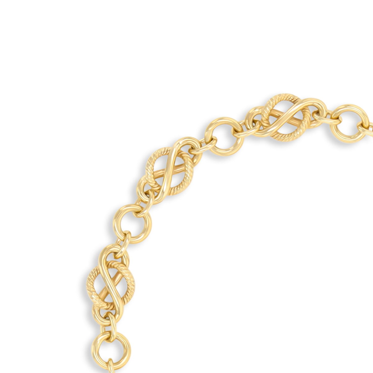 9ct Yellow Gold Twisted Circle Infinity Link Bracelet