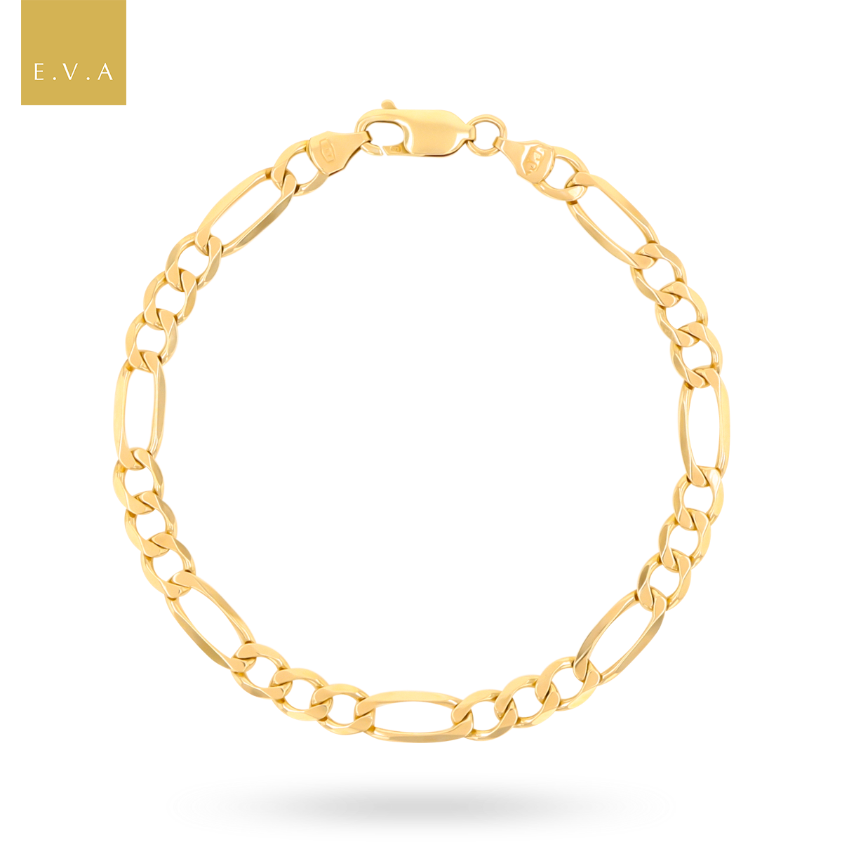 9ct Yellow Gold 8” 5.7mm Bevelled Figaro Bracelet