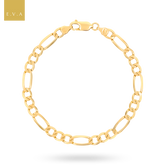 9ct Yellow Gold 8” 5.7mm Bevelled Figaro Bracelet
