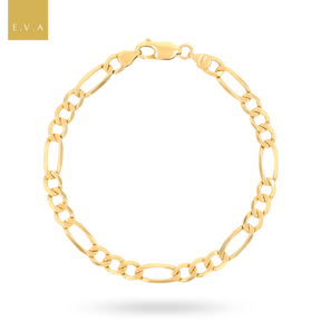 9ct Yellow Gold 8” 5.7mm Bevelled Figaro Bracelet