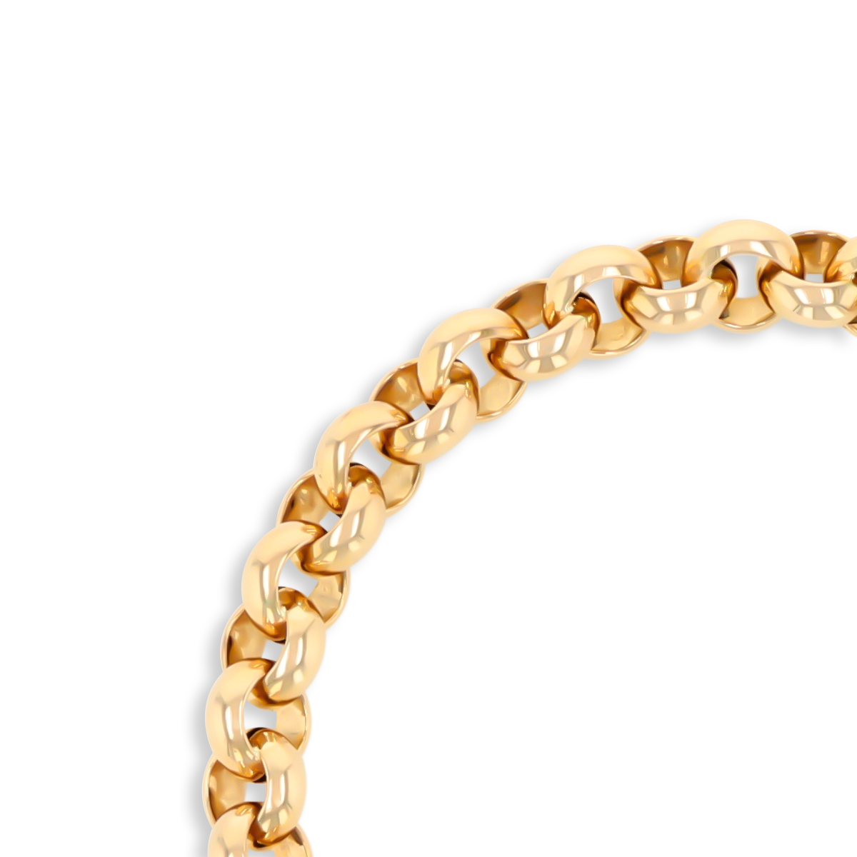 9ct Yellow Gold Hollow Belcher with Puffed Heart Shaped Padlock Bracelet