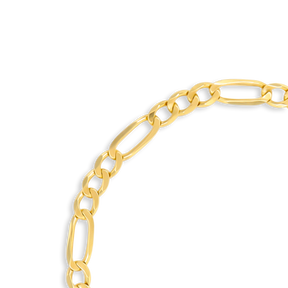 9ct Yellow Gold 7.75" 4.9mm Bevelled Figaro Bracelet