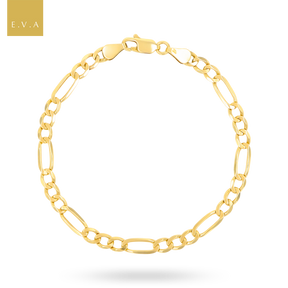 9ct Yellow Gold 7.75" 4.9mm Bevelled Figaro Bracelet