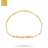 9ct Yellow Gold Diamond Set Twist Bar Herringbone Bracelet