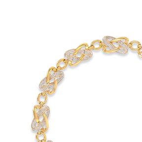 9ct Yellow Gold Diamond Set Knot Link Bracelet