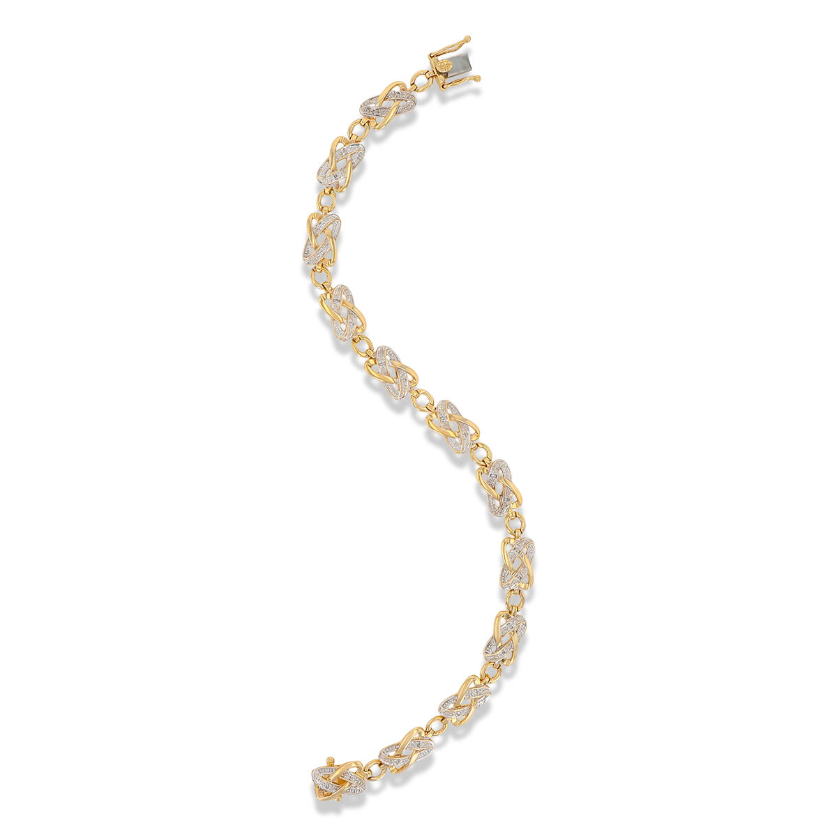 9ct Yellow Gold Diamond Set Knot Link Bracelet