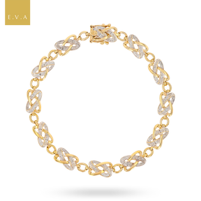 9ct Yellow Gold Diamond Set Knot Link Bracelet
