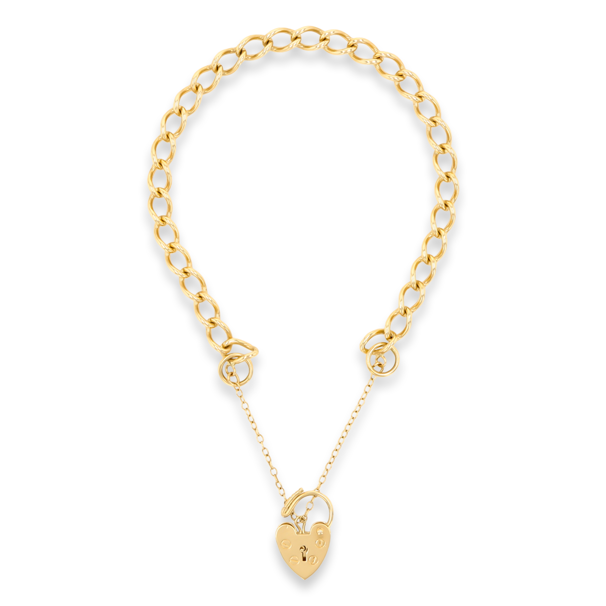9ct Yellow Gold 5mm Curb Link Charm Bracelet