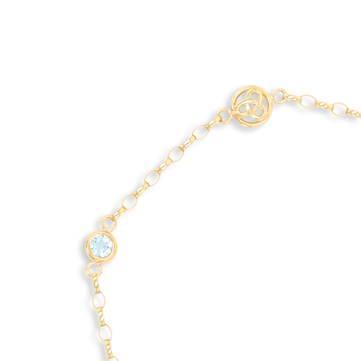 9ct Yellow Gold Trinity Knot Blue Topaz Bracelet