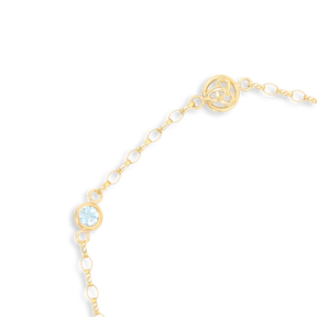 9ct Yellow Gold Trinity Knot Blue Topaz Bracelet