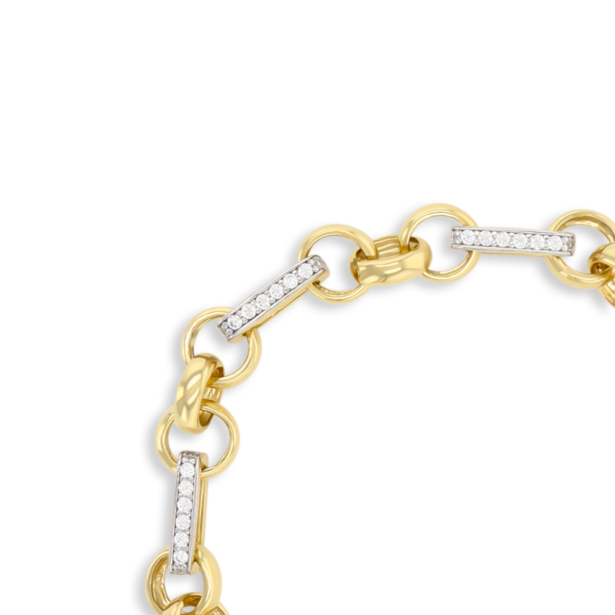 9ct Yellow Gold Belcher & Cubic Zirconia Set Bar Link Bracelet