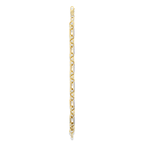 9ct Yellow Gold Belcher & Cubic Zirconia Set Bar Link Bracelet