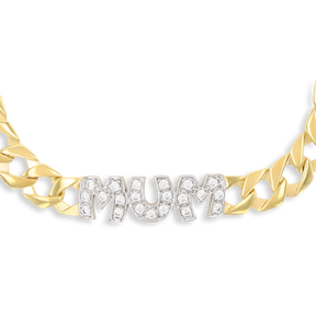 9ct Yellow Gold Cubic Zirconia MUM Curb Link Bracelet