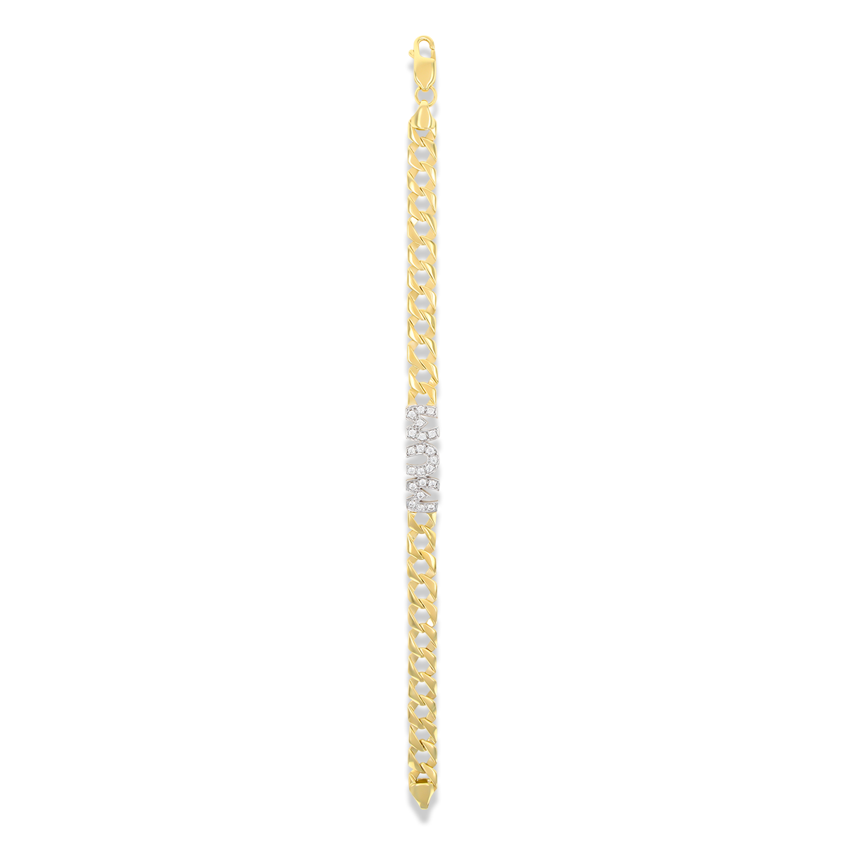 9ct Yellow Gold Cubic Zirconia MUM Curb Link Bracelet